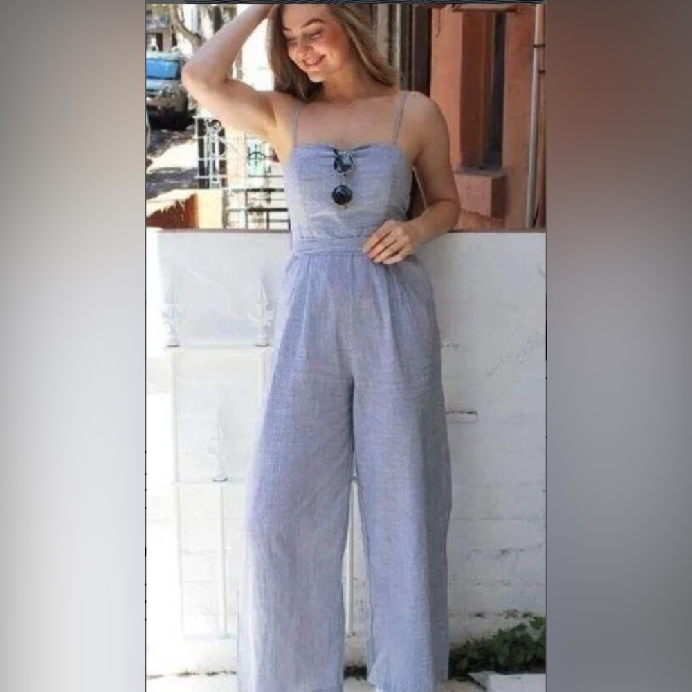 LINEN LUX JUMPSUIT CROP PANT, SIZE L